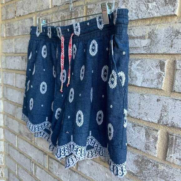 Anthropologie ETT:TWA Embroidered Eyelet Chambray 100% Cotton Shorts Size M - Picture 6 of 9